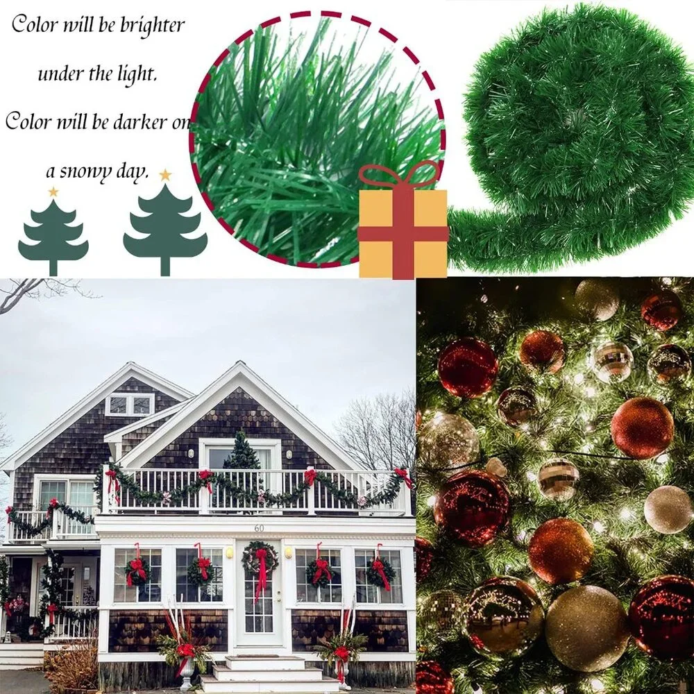 50 Feet Elegant Green Tinsel Garland - Perfect for Christmas and Weddings